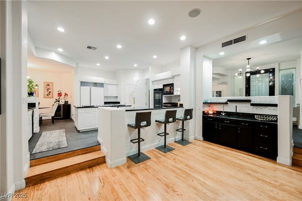 Interior, Kitchen, Pendant Lights, Recessed Lighting, Wood Texture Flooring