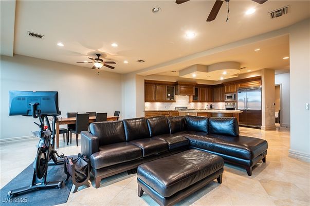 Dining room, Interior, Kitchen, Living room, Recessed Lighting, Stainless Steel Appliances