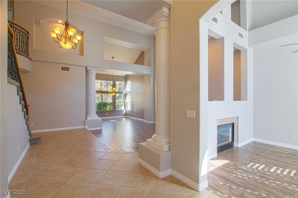 Chandelier, Fireplace, Interior, Wood Texture Flooring