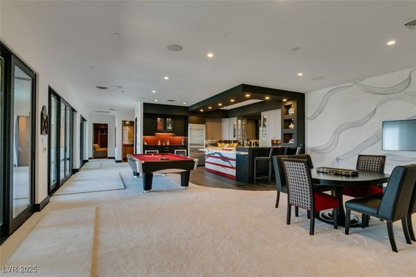 Billiard Table, Dining room, Game Room, Interior, Living room, Recessed Lighting