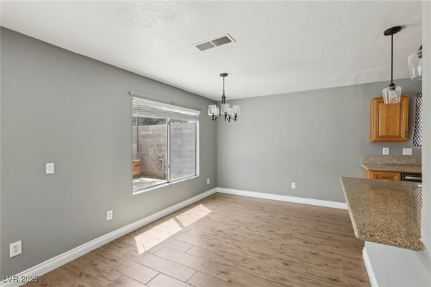Chandelier, Empty room, Interior, Pendant Lights, Wood Texture Flooring