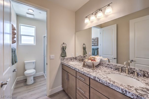 Bathroom, Dual Sink Vanities, Interior, Wood Texture Flooring