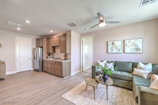 Interior, Kitchen, Living room, Recessed Lighting, Stainless Steel Appliances, Wood Texture Flooring