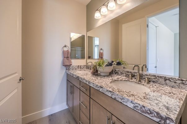 Bathroom, Dual Sink Vanities, Interior, Wood Texture Flooring