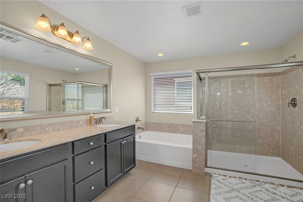 Bathroom, Dual Sink Vanities, Glass Shower, Interior, Recessed Lighting