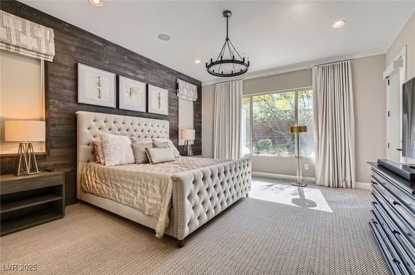 Bedroom, Interior, Pendant Lights, Recessed Lighting, Wooden Walls