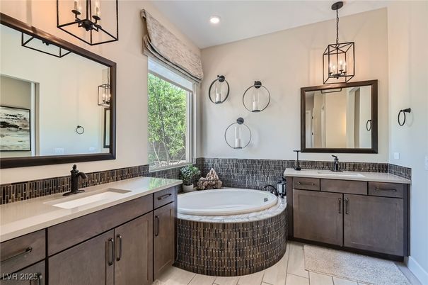 Bathroom, Dual Sink Vanities, Interior, Pendant Lights, Recessed Lighting