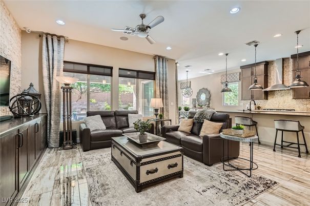 Interior, Kitchen, Living room, Pendant Lights, Recessed Lighting, Stainless Steel Appliances, Wood Texture Flooring