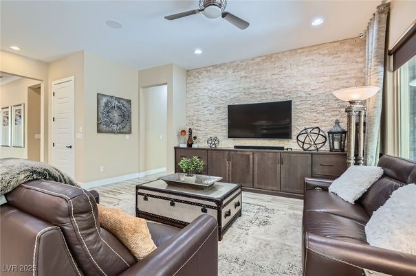 Interior, Living room, Recessed Lighting, Stone Walls