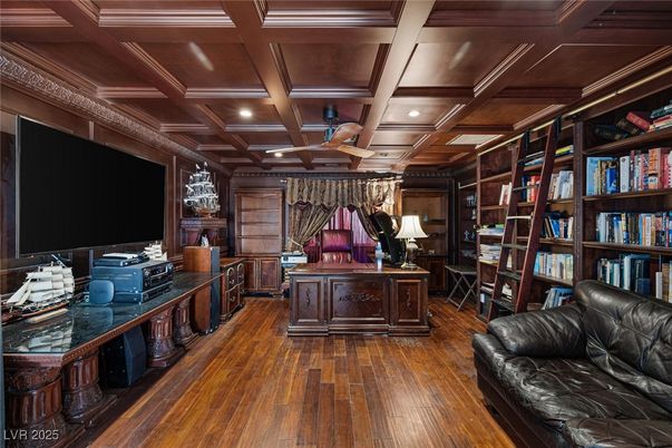 Home Office, Interior, Recessed Lighting, Wooden Beams, Wooden Ceilings, Wood Texture Flooring, Wooden Walls