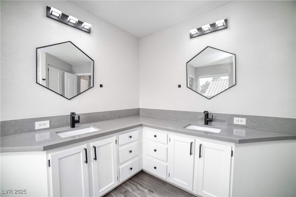Bathroom, Dual Sink Vanities, Interior, Wood Texture Flooring