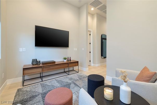 Interior, Living room, Recessed Lighting, Wood Texture Flooring