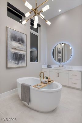 Bathroom, Dual Sink Vanities, Free Standing Baths, Interior, Pendant Lights, Recessed Lighting