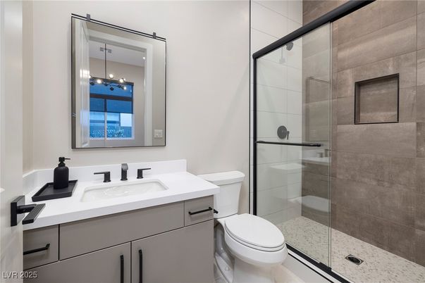 Bathroom, Glass Shower, Interior, Pendant Lights