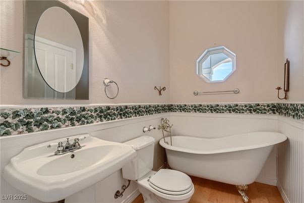 Bathroom, Free Standing Baths, Interior, Wood Texture Flooring