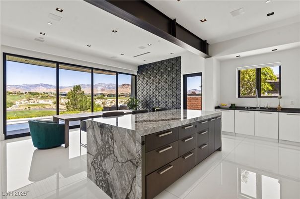 Interior, Kitchen, Marble Walls, Recessed Lighting