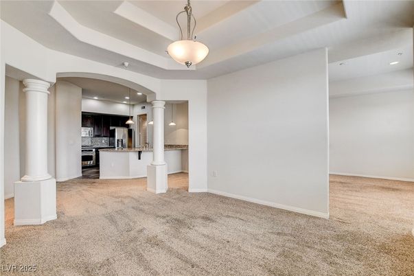 Empty room, Interior, Kitchen, Pendant Lights, Recessed Lighting