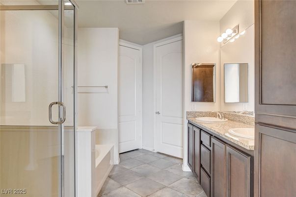 Bathroom, Dual Sink Vanities, Glass Shower, Interior