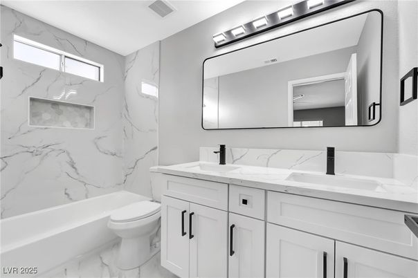 Bathroom, Dual Sink Vanities, Interior, Marble, Marble Walls