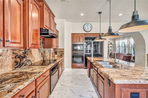 Interior, Kitchen, Marble, Pendant Lights, Recessed Lighting