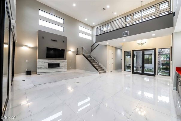 Fireplace, Interior, Marble, Recessed Lighting