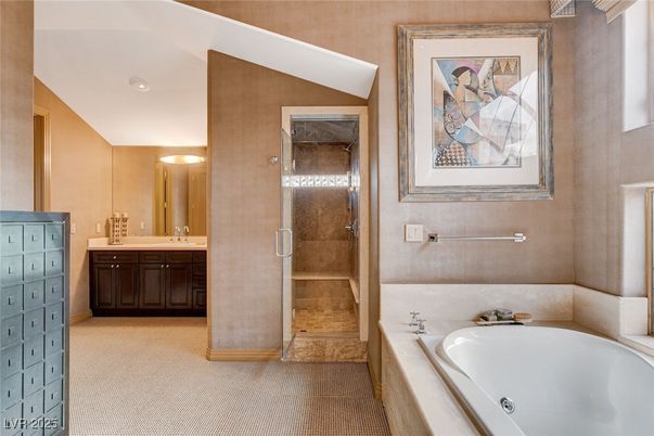 Bathroom, Dual Sink Vanities, Glass Shower, Interior, Recessed Lighting