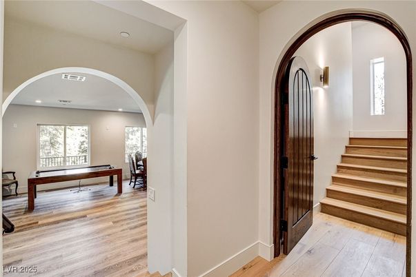 Billiard Table, Game Room, Interior, Recessed Lighting, Wood Texture Flooring