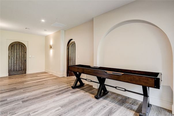 Game Room, Interior, Recessed Lighting, Wood Texture Flooring