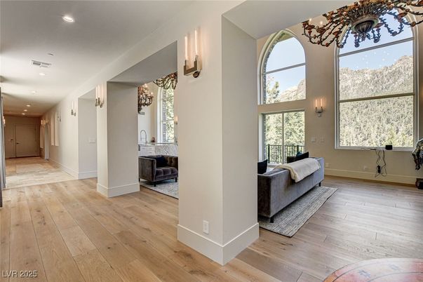 Chandelier, Interior, Recessed Lighting, Wood Texture Flooring