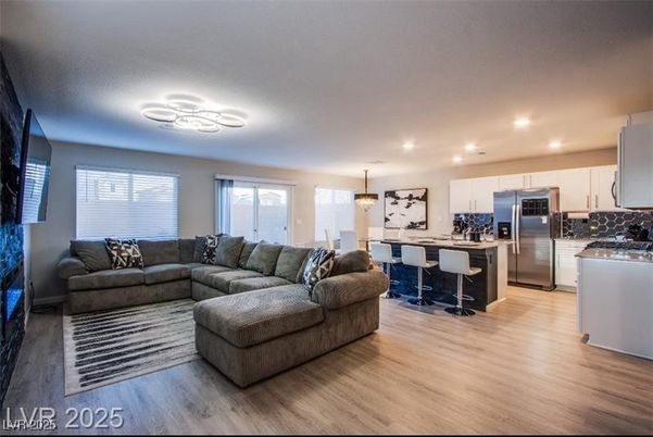 Interior, Kitchen, Living room, Pendant Lights, Recessed Lighting, Stainless Steel Appliances, Wood Texture Flooring