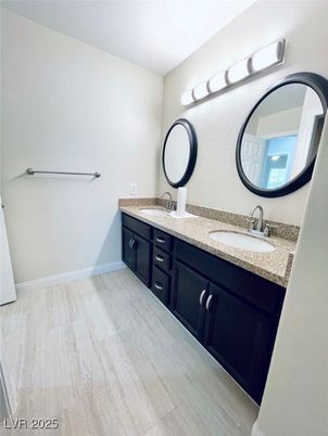 Bathroom, Dual Sink Vanities, Interior, Wood Texture Flooring