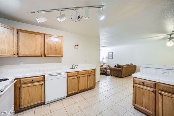 Interior, Kitchen, Living room, Tile Countertops