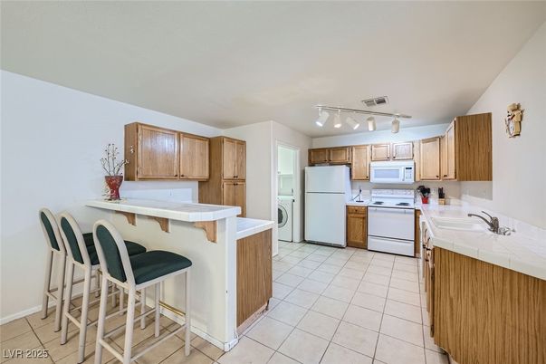 Interior, Kitchen, Tile Countertops, Washer