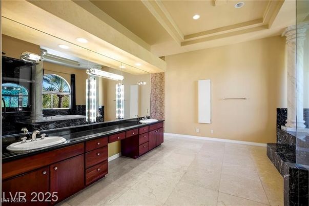 Bathroom, Dual Sink Vanities, Interior, Pendant Lights, Recessed Lighting