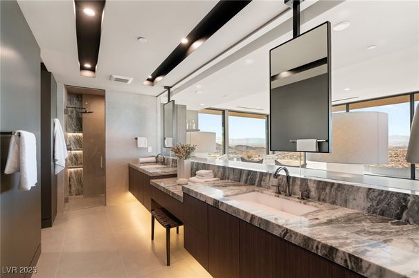 Bathroom, Dual Sink Vanities, Glass Shower, Interior, Recessed Lighting