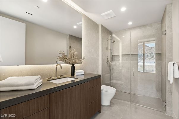 Bathroom, Glass Shower, Interior, Recessed Lighting