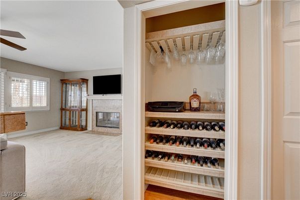 Fireplace, Interior, Wine Storage, Wood Texture Flooring