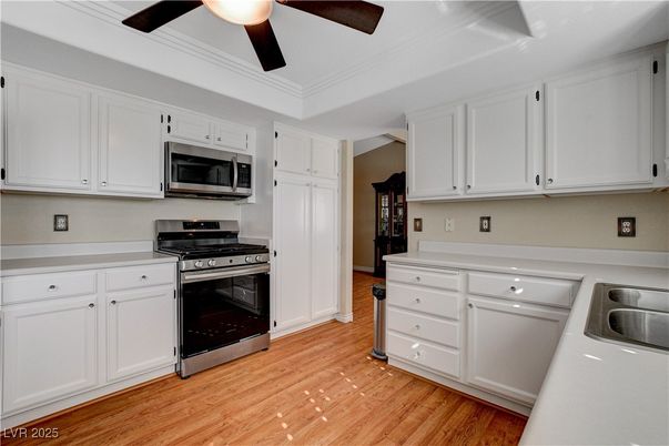 Interior, Kitchen, Stainless Steel Appliances, Wood Texture Flooring