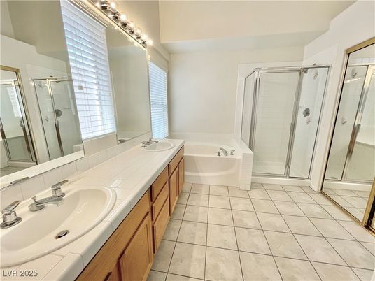 Bathroom, Dual Sink Vanities, Glass Shower, Interior, Tile Countertops