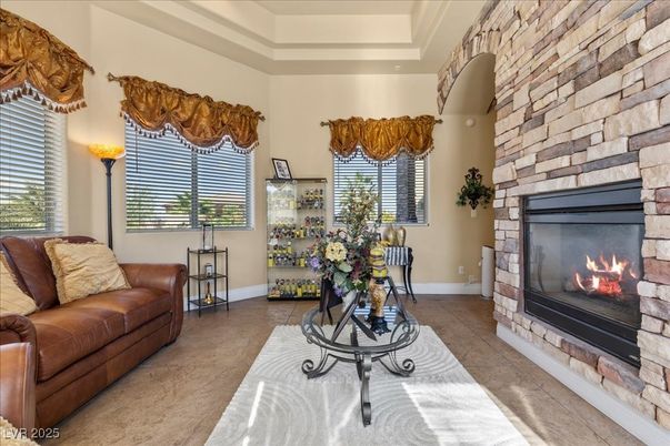 Dining room, Fireplace, Interior, Living room, Stone Walls