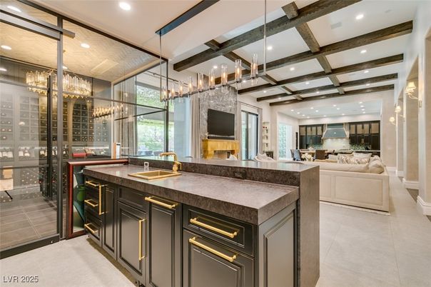 Interior, Kitchen, Living room, Pendant Lights, Recessed Lighting, Wooden Beams
