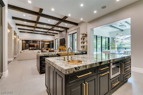 Interior, Kitchen, Recessed Lighting, Wooden Beams