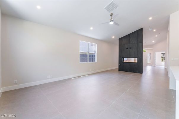 Empty room, Fireplace, Interior, Recessed Lighting