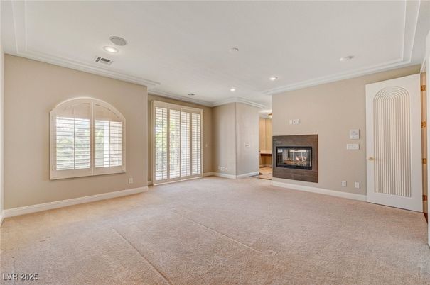 Empty room, Fireplace, Interior, Recessed Lighting