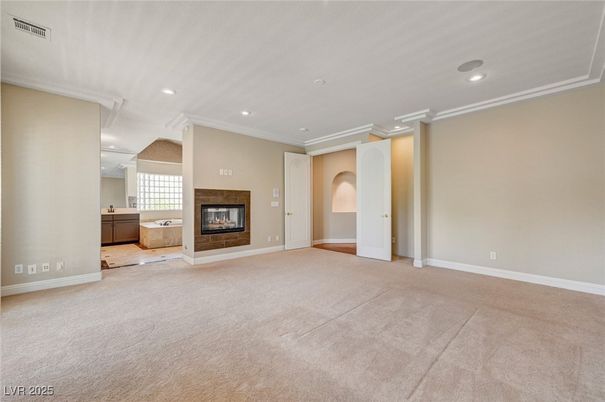 Bathroom, Empty room, Fireplace, Interior, Recessed Lighting
