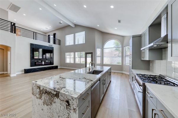 Interior, Kitchen, Recessed Lighting, Wood Texture Flooring