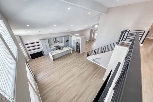 Fireplace, Interior, Recessed Lighting, Wood Texture Flooring
