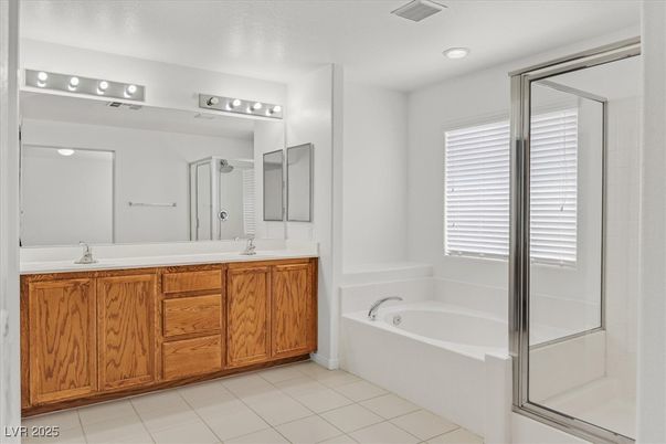 Bathroom, Dual Sink Vanities, Glass Shower, Interior, Recessed Lighting