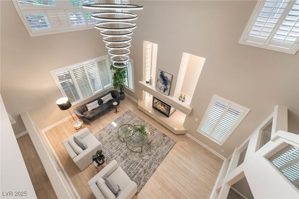 Fireplace, Interior, Living room, Pendant Lights, Wood Texture Flooring