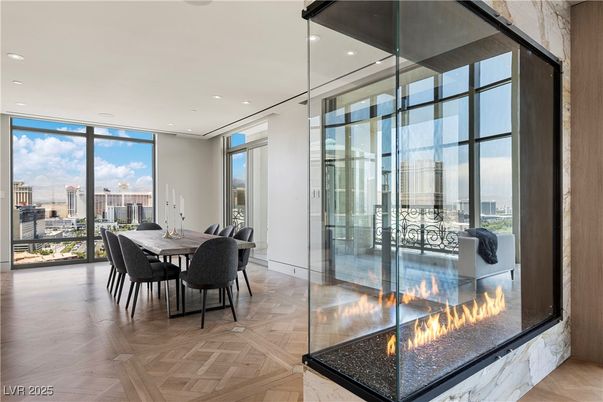 Dining room, Interior, Recessed Lighting, Wood Texture Flooring